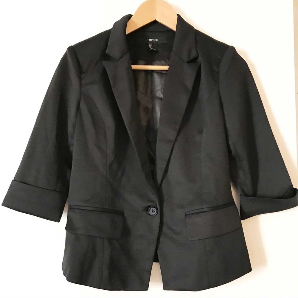Black Blazer Single Button, Forever 21